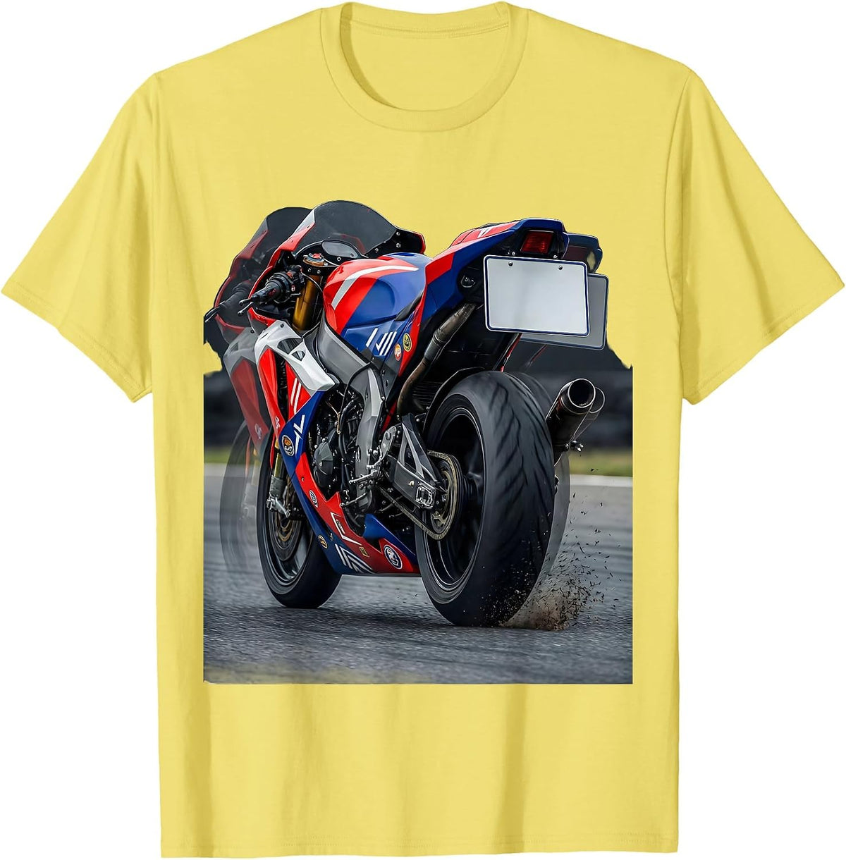 Men's Racing Livery Motorcycle Lean Into It Biker Humor T-Shirt - Lemon Yellow
