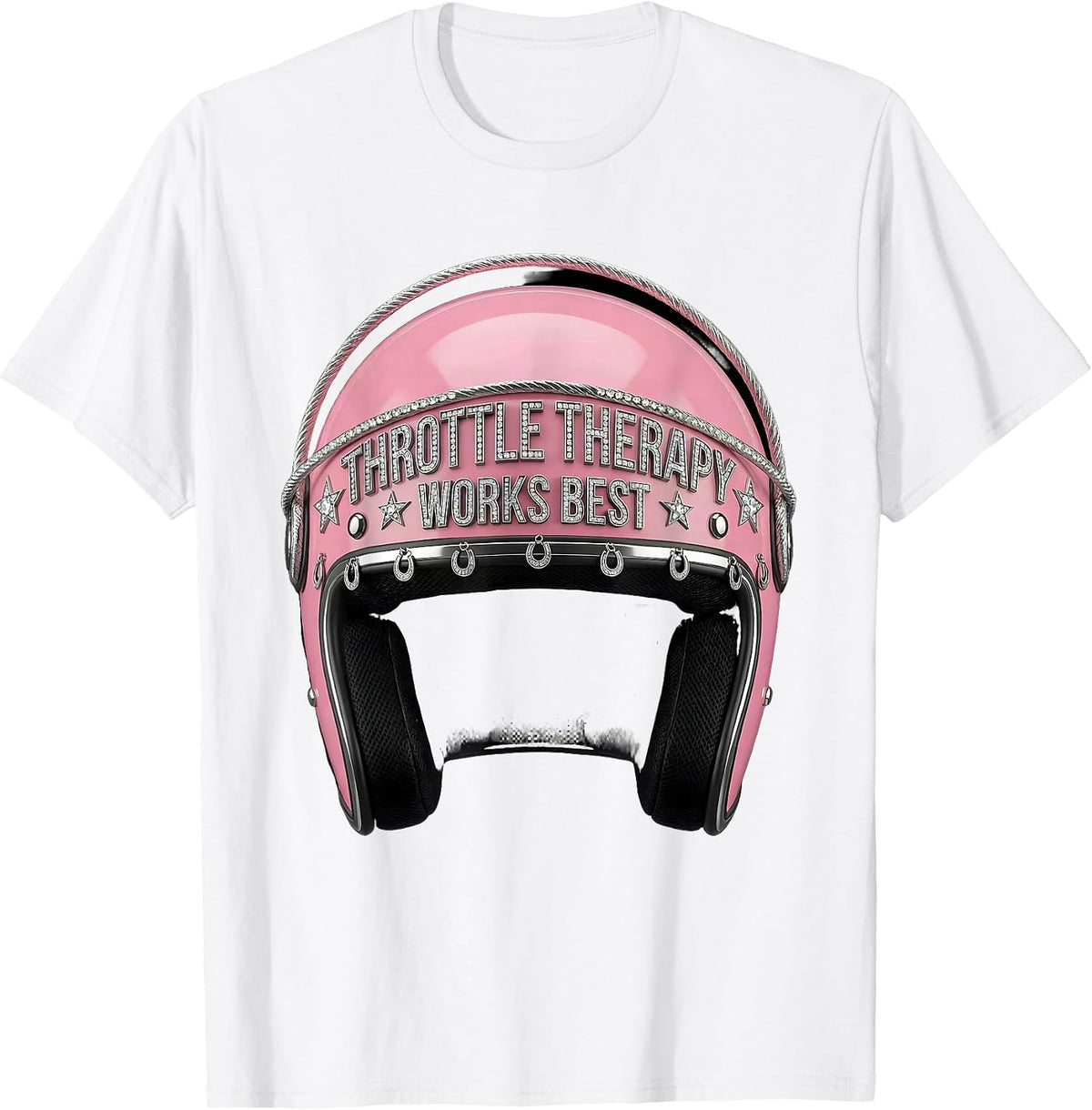 Men's Throttle Therapy Works Best Motorcycle Design T-Shirt - White