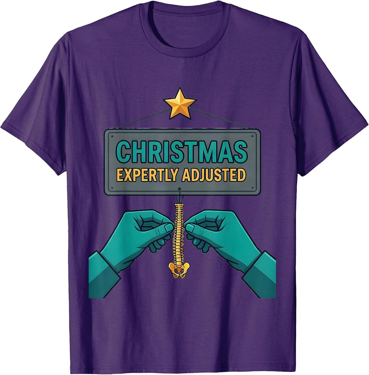 Men's Christmas, Expertly Adjusted Funny Chiropractor Christmas T-Shirt - Purple
