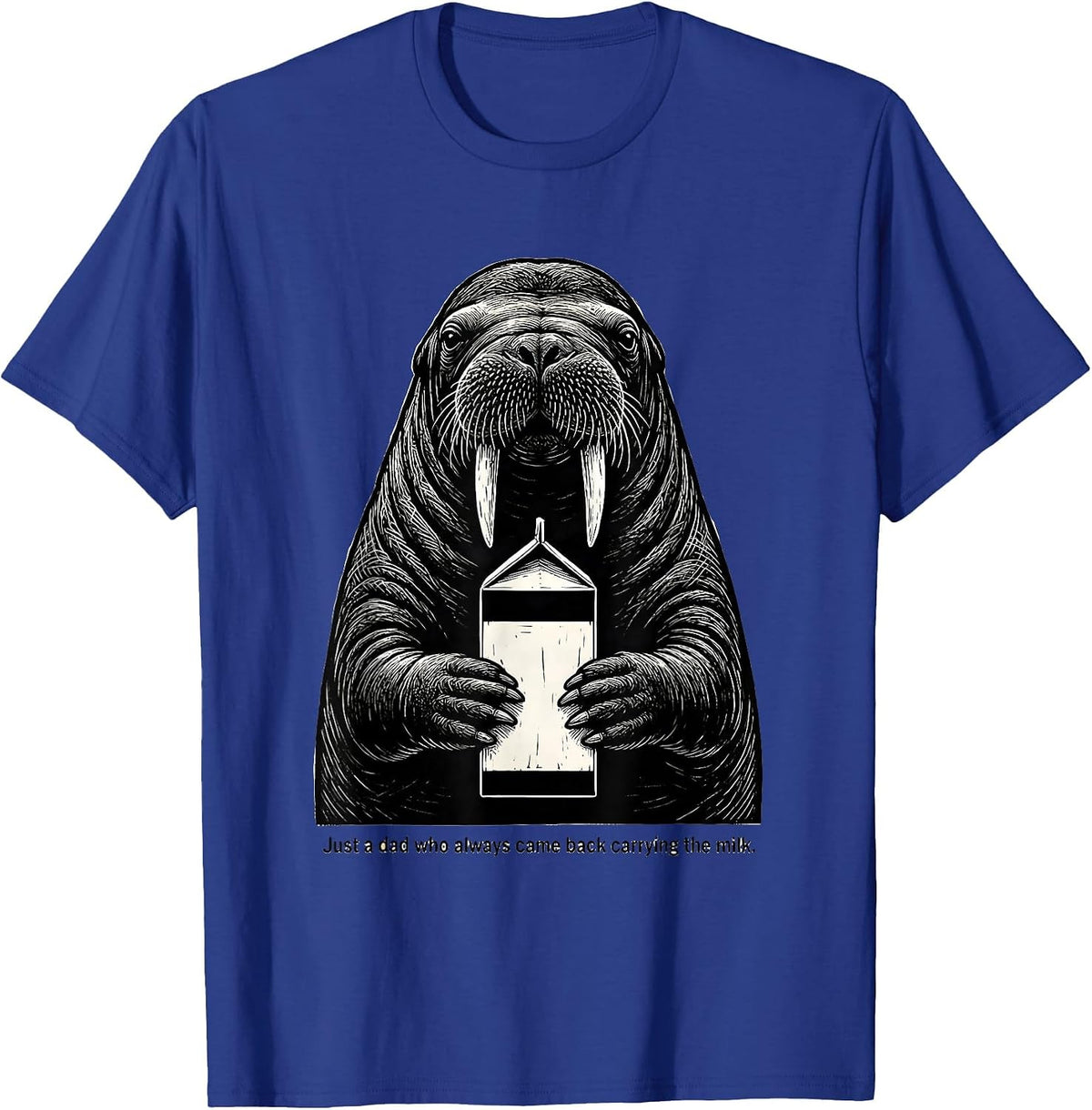 Men's Just a Dad Who Always Came Back Carrying the Milk Funny T-Shirt - Royal Blue