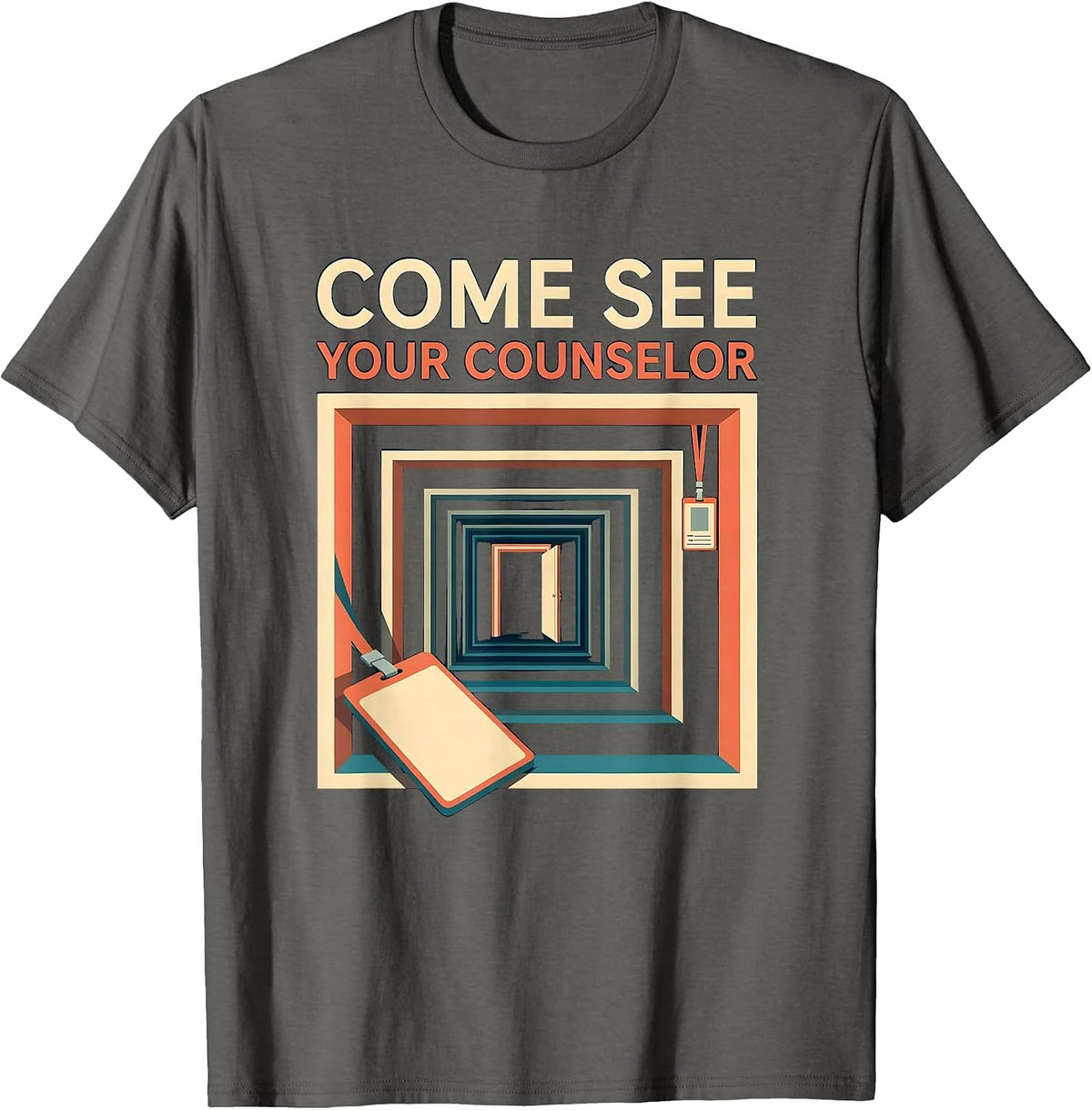 Men's Come See Your Counselor Groovy Retro School Counselor T-Shirt - Asphalt Grey
