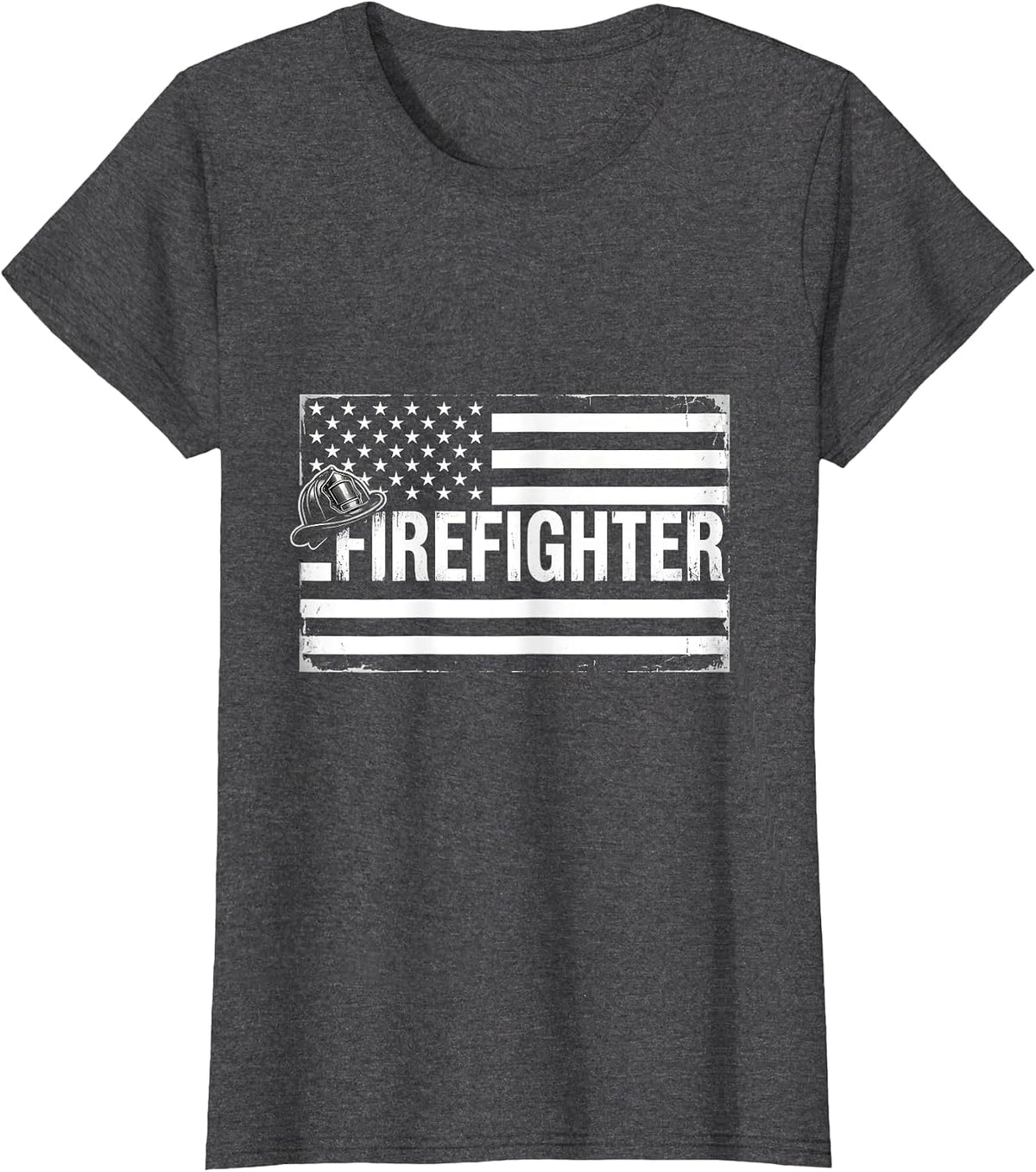Women's Firefighter Thin Red Line Flag Occupational Pride Gift T-Shirt - Dark Heather Grey