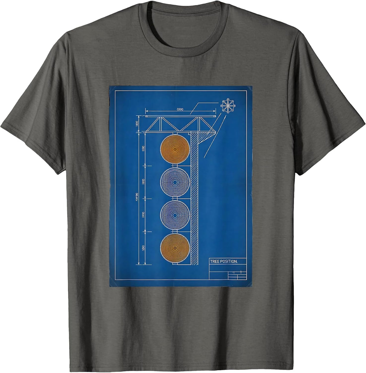 Tree Position Technical Blueprint RC Car Racing American T-Shirt - Asphalt Grey