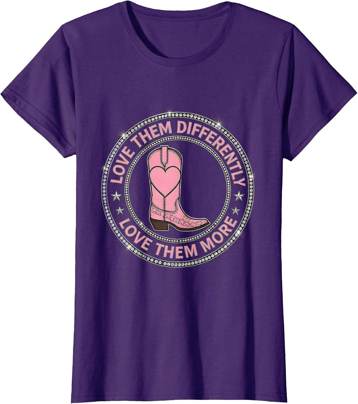 Women's Autism Mom Love Them Differently Love Them More T-Shirt - Purple