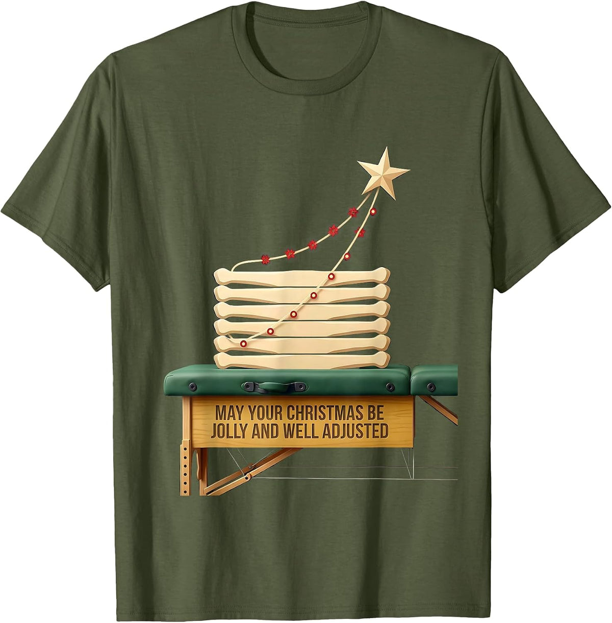 May Your Christmas Be Jolly And Well Adjusted Chiropractor T-Shirt - Olive Green