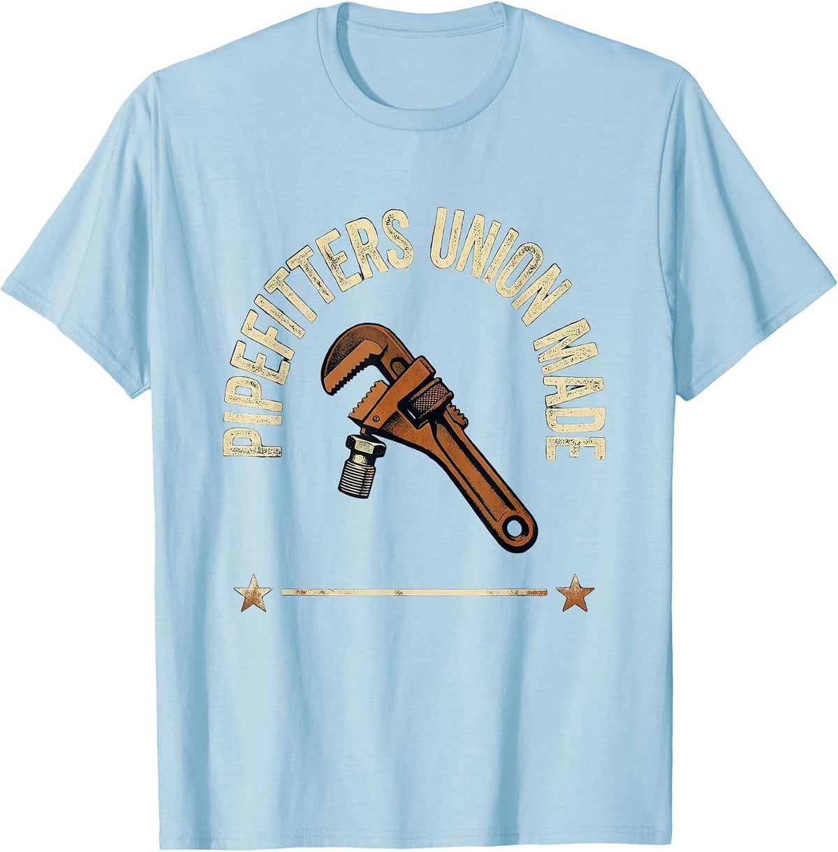 Men's Pipefitters Union Made Vintage Skilled Trades Worker Labor T-Shirt - Baby Blue