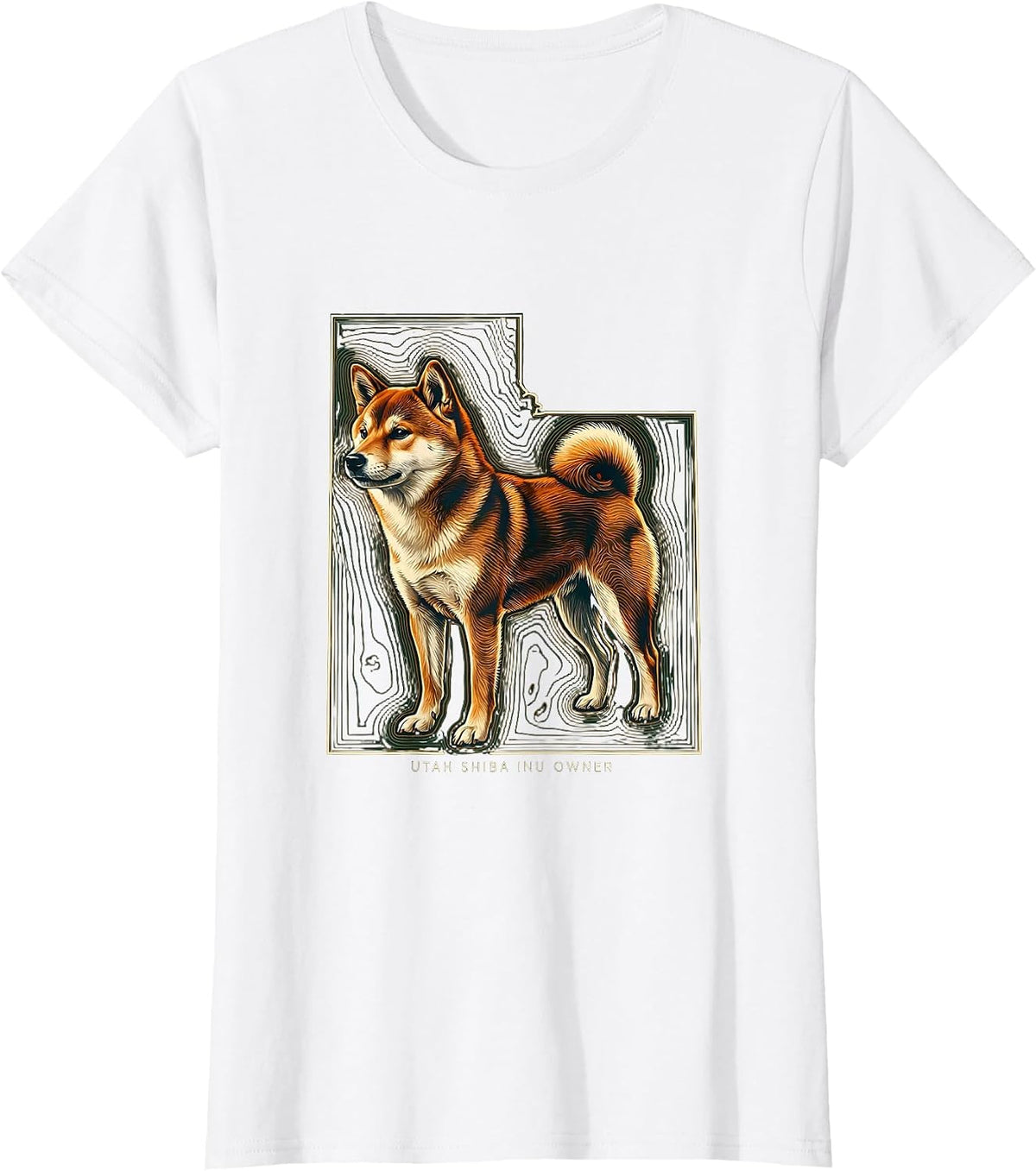 Utah Shiba Inu Owner Topographic Contour Dog Lover Gift T-Shirt - White