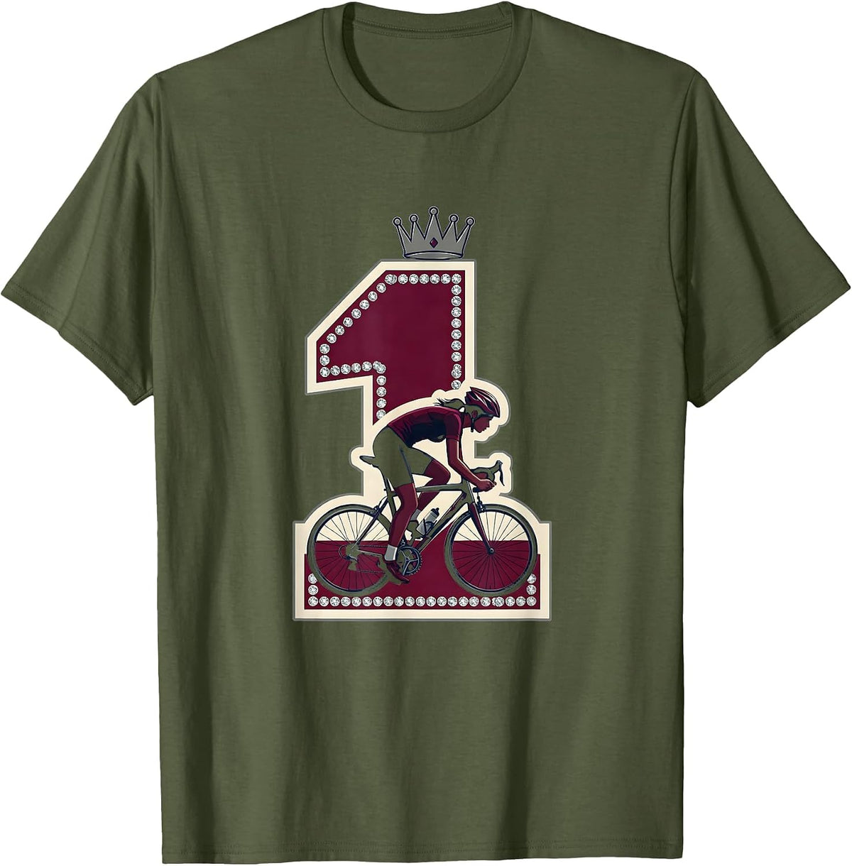 Do It Lady Racing Cyclist Graphic Tee T-Shirt - Olive Green