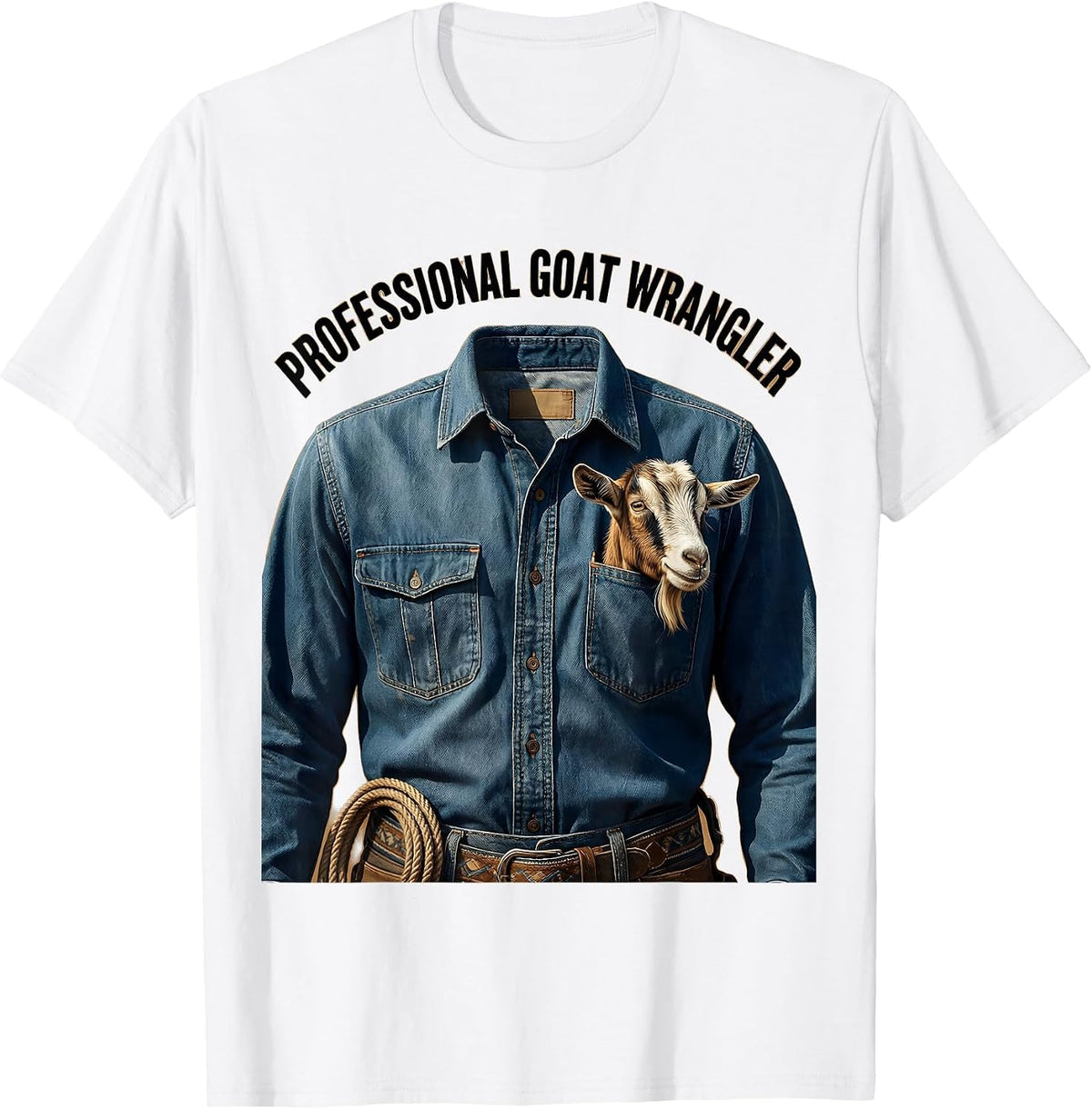 Men's Professional Goat Wrangler Funny Goat Design T-Shirt - White
