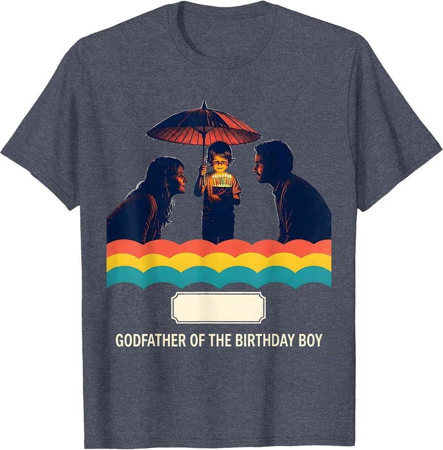 Godfather Of The Birthday Boy Family Matching Party T-Shirt - Heather Blue