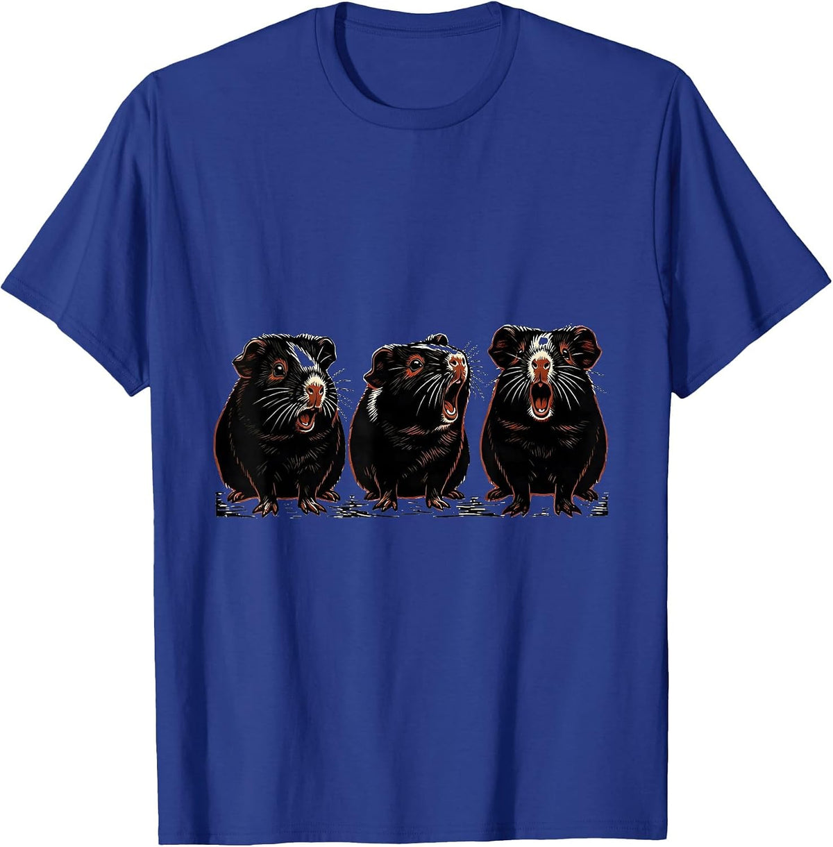 Men's Guinea Pig Alert Linocut Funny Pet Lover T-Shirt - Royal Blue