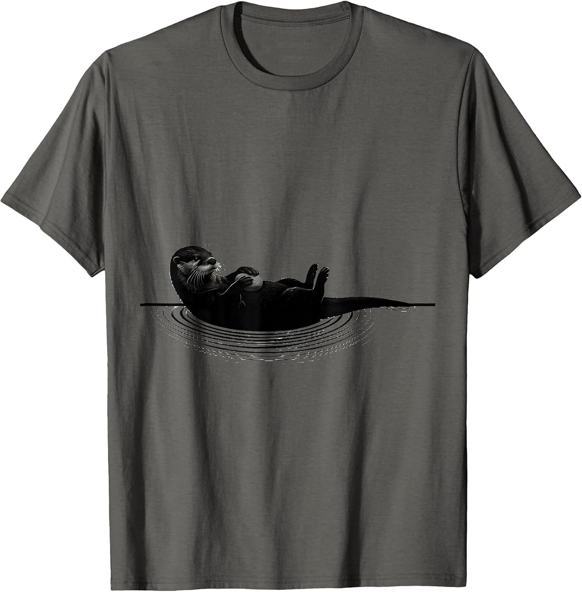Otter Silhouette Funny Sea Animal Lover Gift T-Shirt - Asphalt Grey