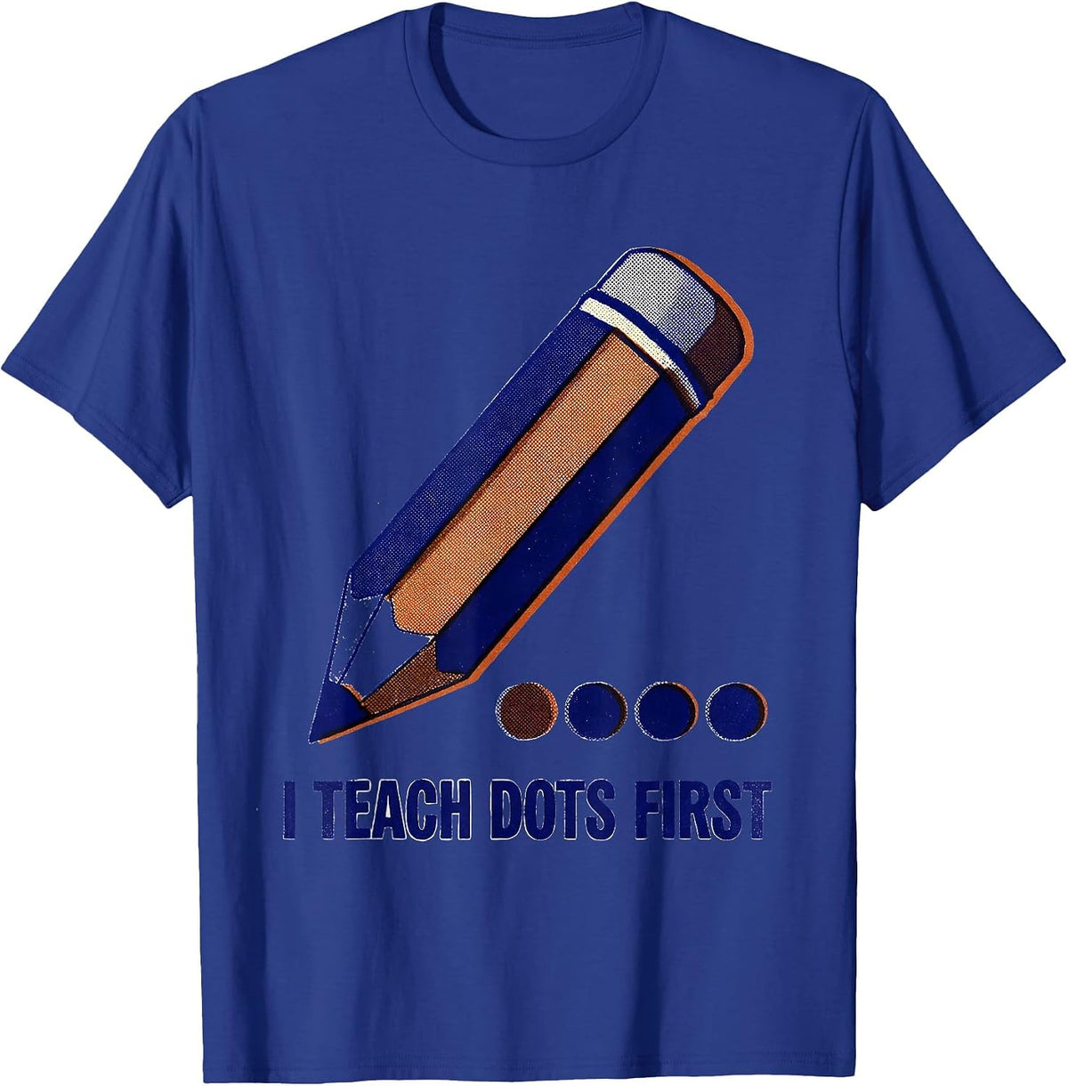 Men's I Teach Dots First Risograph Pre-K Teacher Back To School T-Shirt - Royal Blue