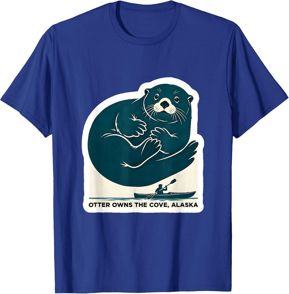 Men's Otter Owns The Cove Alaska Wildlife Travel State Pride T-Shirt - Royal Blue