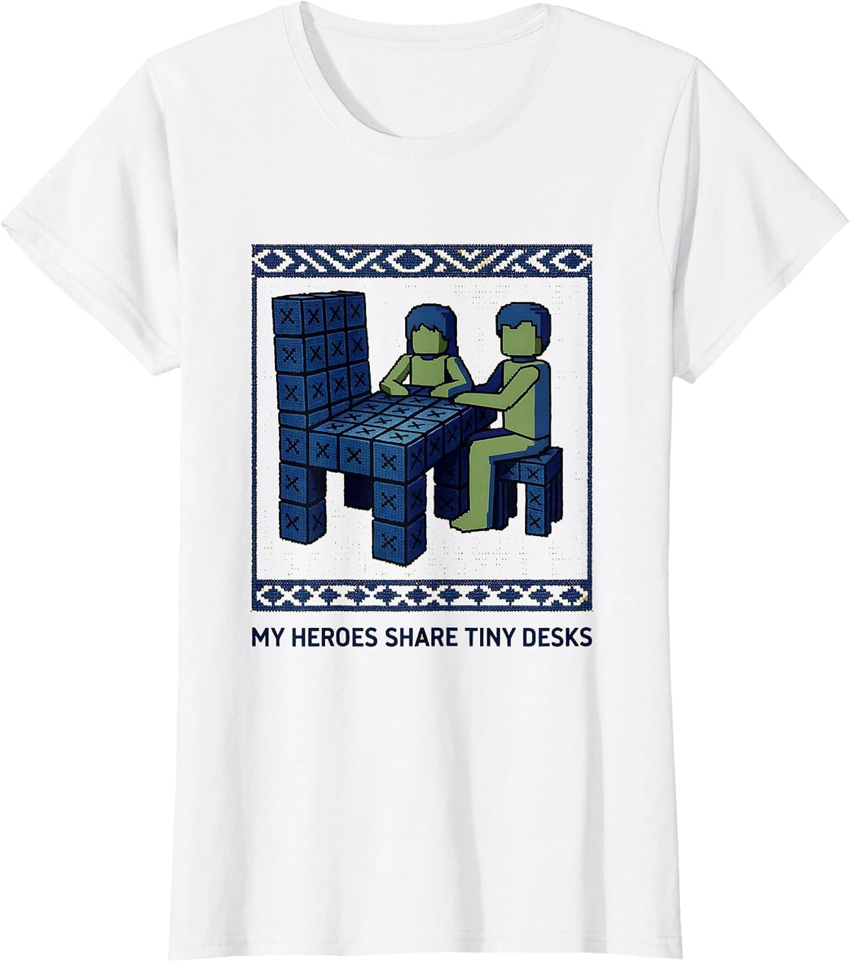 My Heroes Share Tiny Desks Funny Teacher Superhero Cross T-Shirt - White