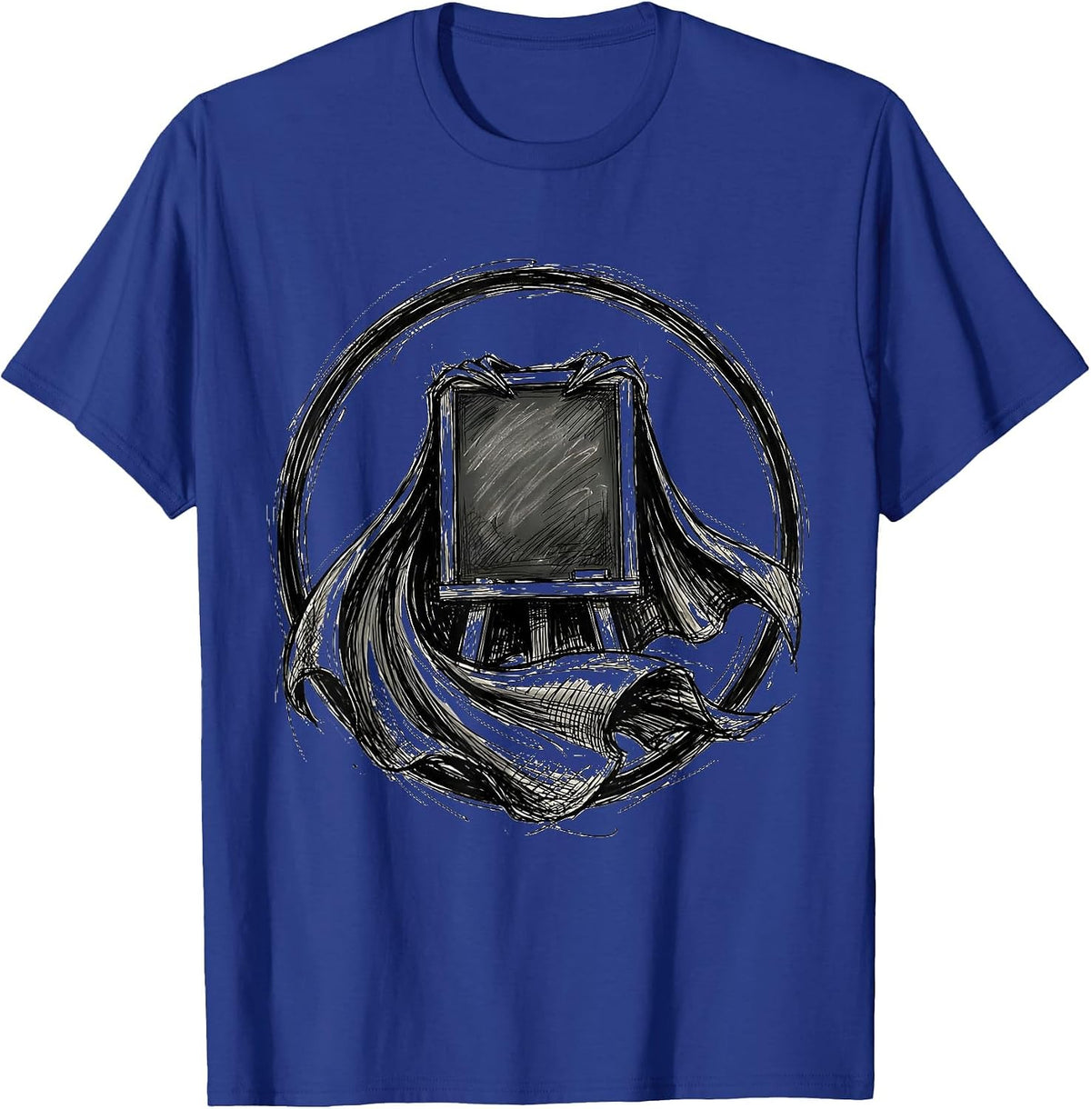 Superhero Sped Teacher Chalkboard Cape Graphic T-Shirt - Royal Blue