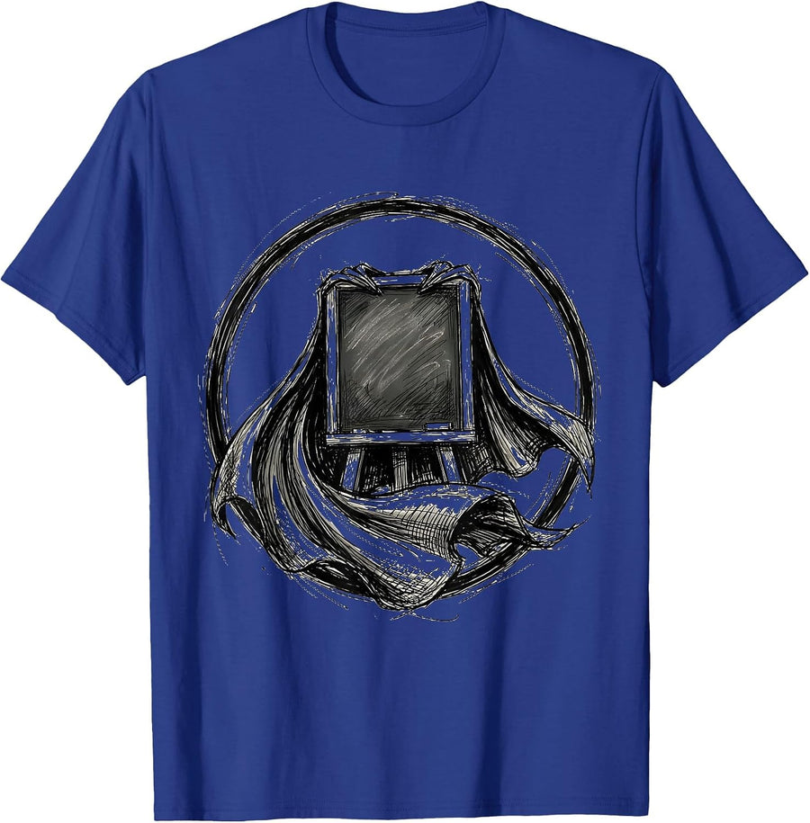 Superhero Sped Teacher Chalkboard Cape Graphic T-Shirt - Royal Blue