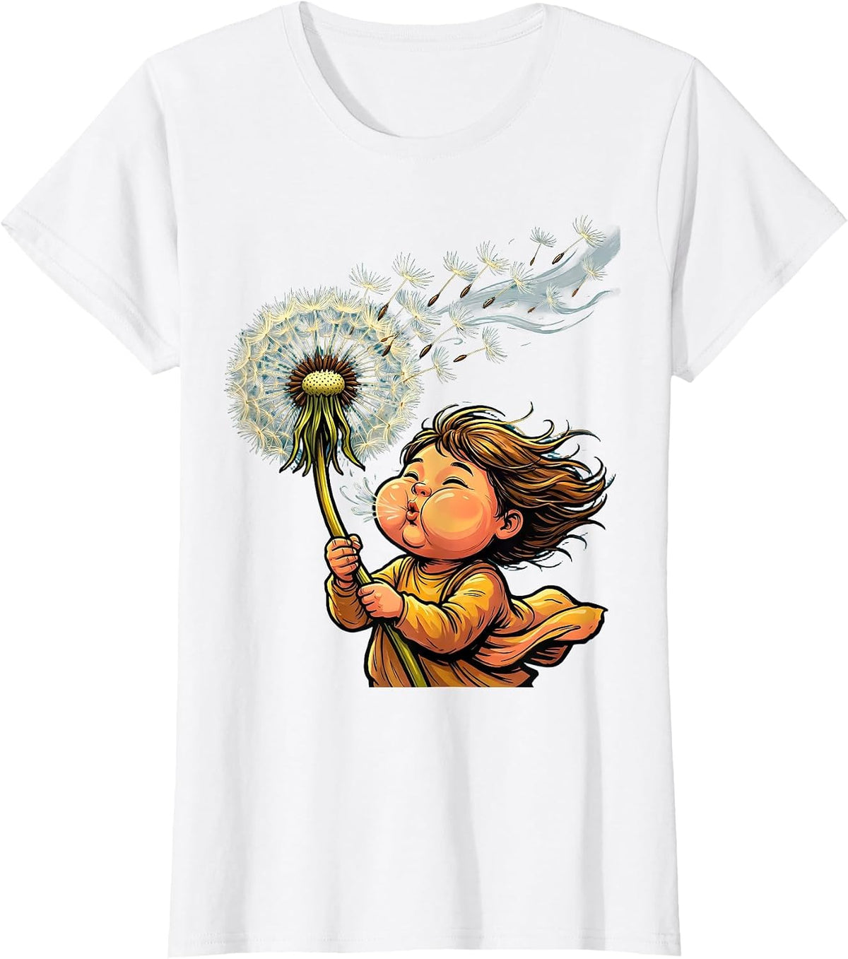 Women's Down Syndrome Awareness Dandelion Child Design T-Shirt - White