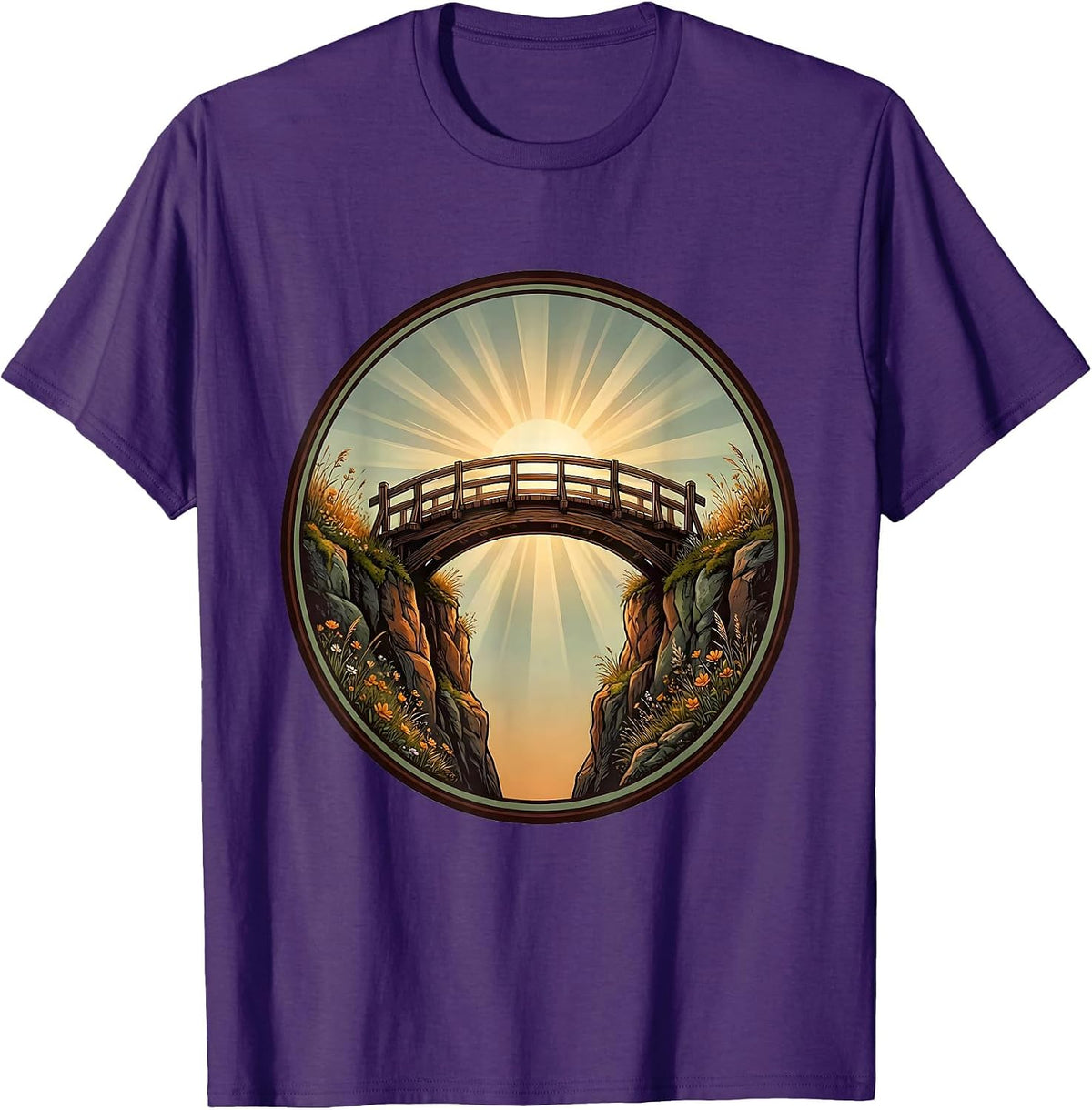 School Counselor Bridge Connecting Cliffs Graphic T-Shirt - Purple