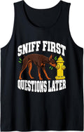 Doberman Sniff First Questions Later Dog Mama Humor Sleeveless Tank Top - As Pictured