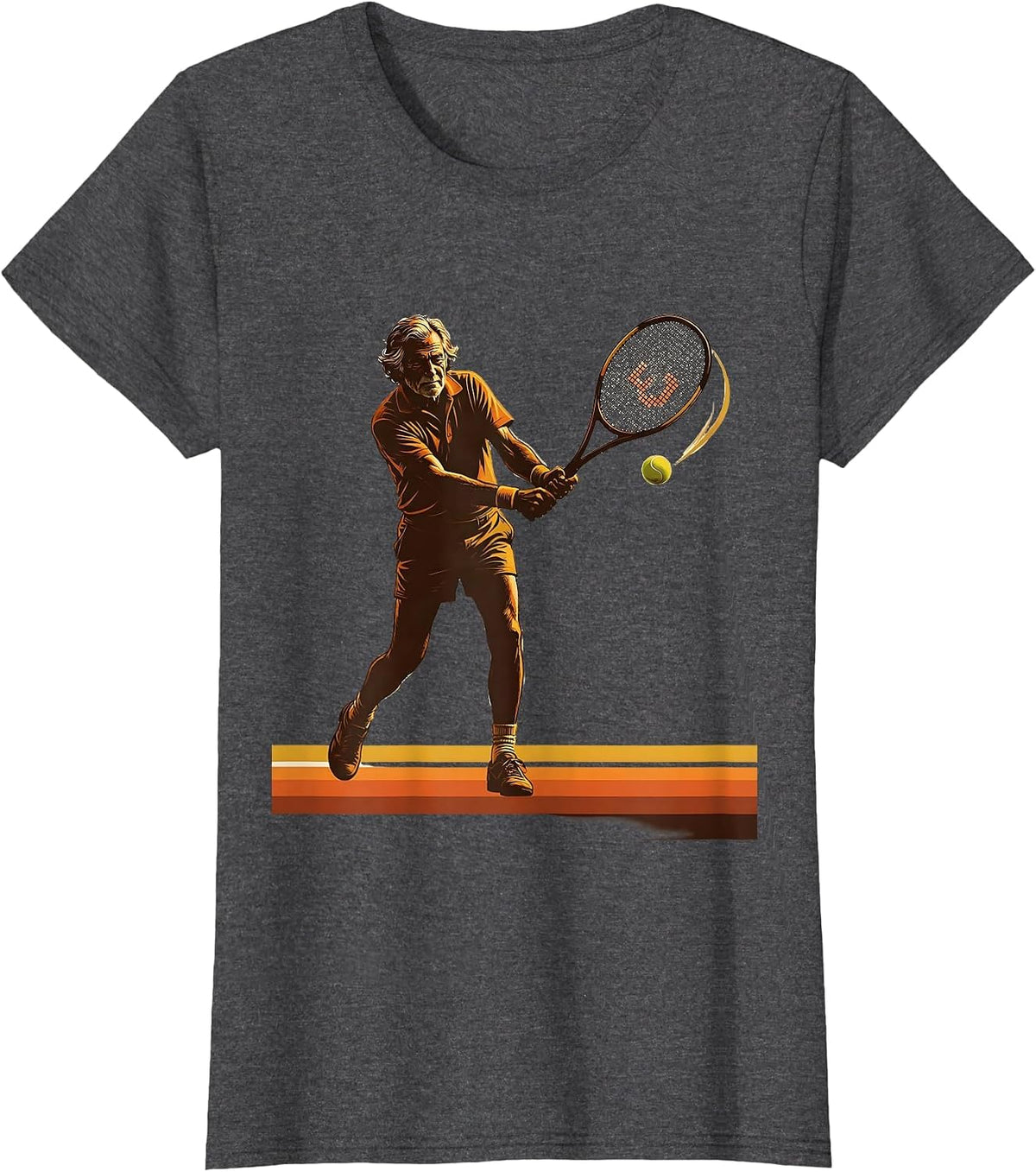 Women's Retro Tennis Player Swing Humor Vintage Racket Lover T-Shirt - Dark Heather Grey
