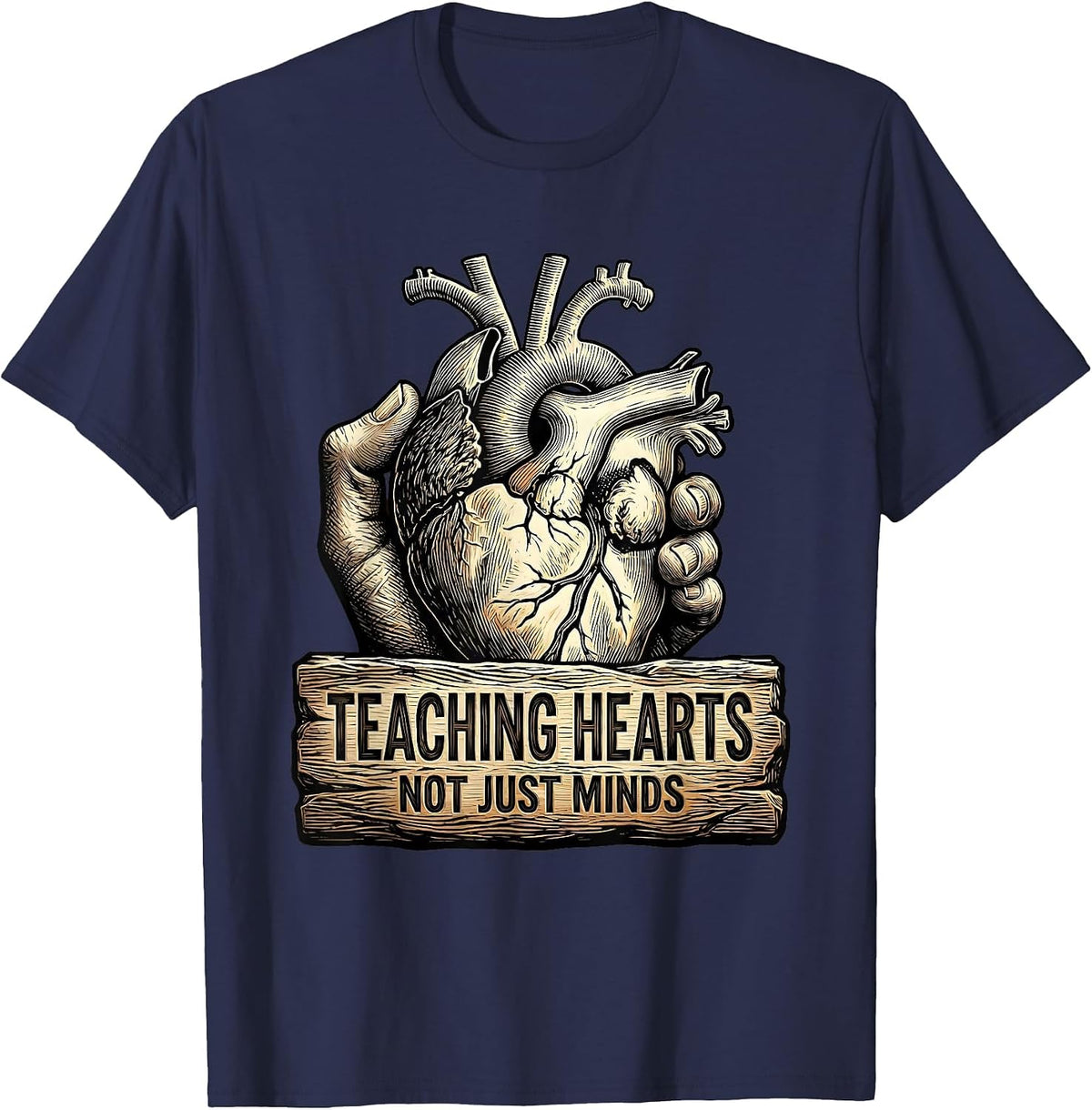 Teaching Hearts Not Just Minds Special Ed Teacher T-Shirt - Navy Blue