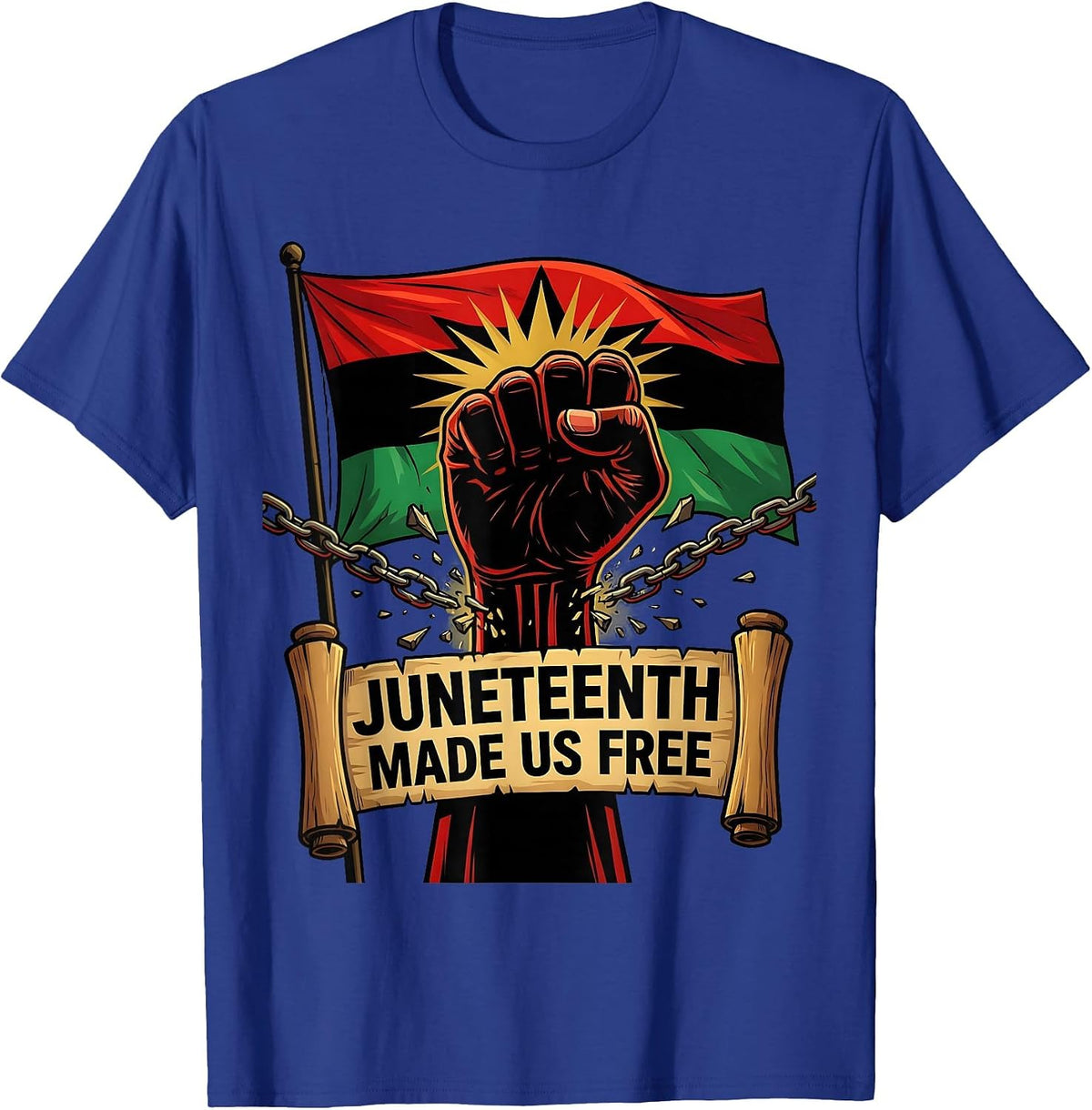 Juneteenth Made Us Free Men's Celebration Design T-Shirt - Royal Blue