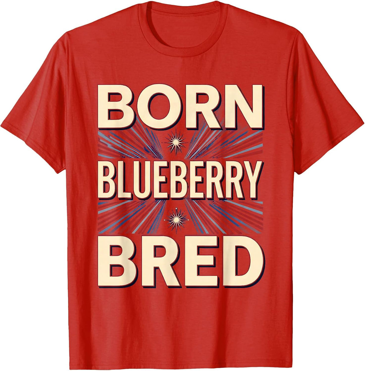 Men's Born Blueberry Bred Red White and Blueberries Design T-Shirt - Red