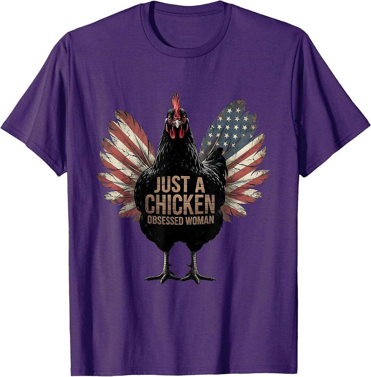 Men's Just a Chicken Obsessed Woman Funny Design T-Shirt - Purple