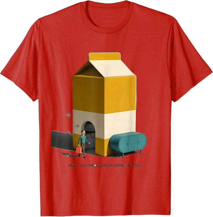 Men's Just A Dad Who Brought Home The Milk Funny Dad Gift T-Shirt - Red