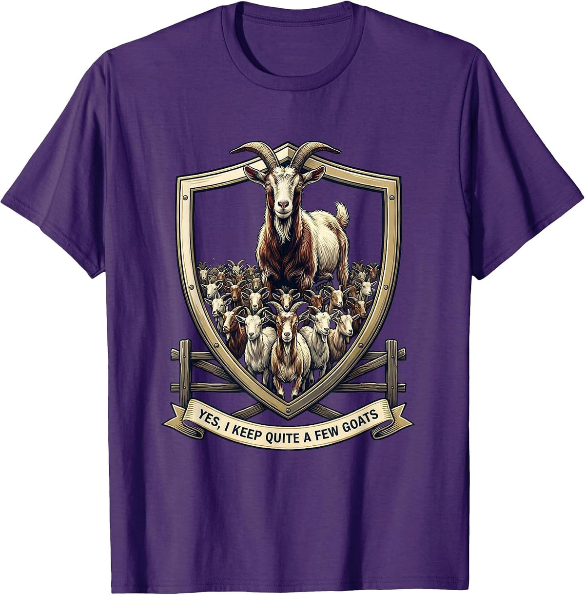 Men's Yes I Keep Quite A Few Goats Funny Goat Lover Farm Animal T-Shirt - Purple