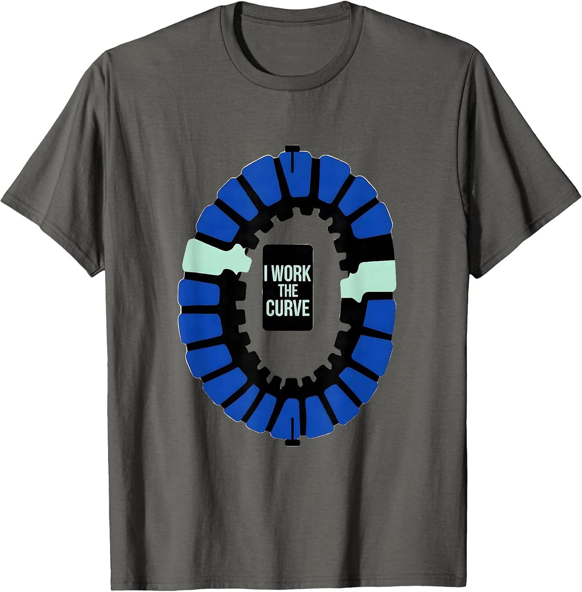 Men's I Work The Curve Hard-Edge Chiropractic Spine Humor T-Shirt - Asphalt Grey