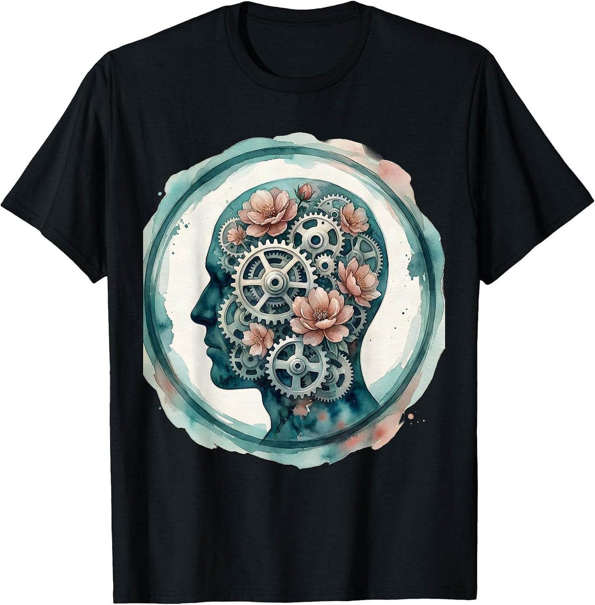 Men's Celebrate Minds of All Kinds Gears Brain Art T-Shirt - Black