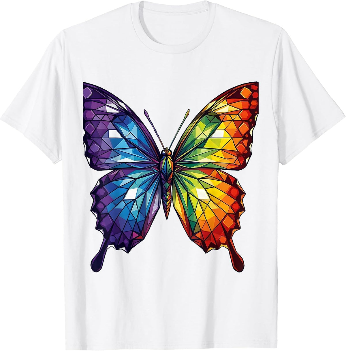 Men's Autism Awareness Rainbow Butterfly Wings Design T-Shirt - White