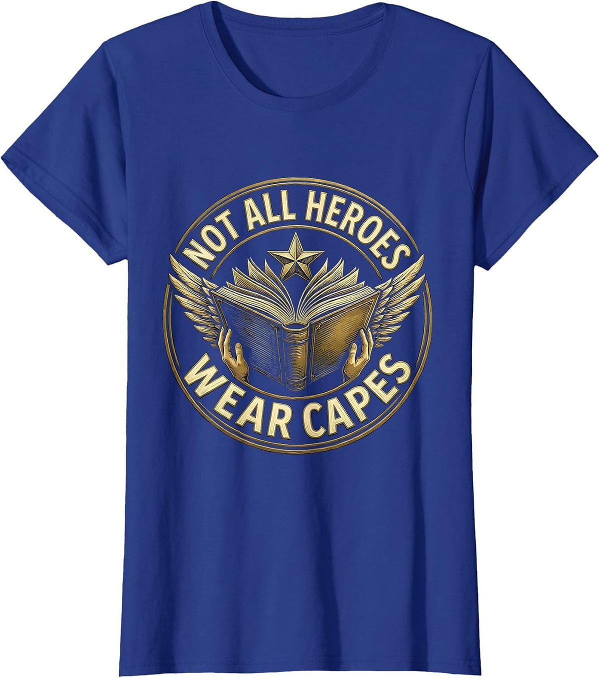Women's Not All Heroes Wear Capes Sped Teacher Design T-Shirt - Royal Blue
