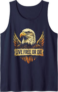 Live Free or Die Mens Patriotic Design Tank Top - Navy Blue