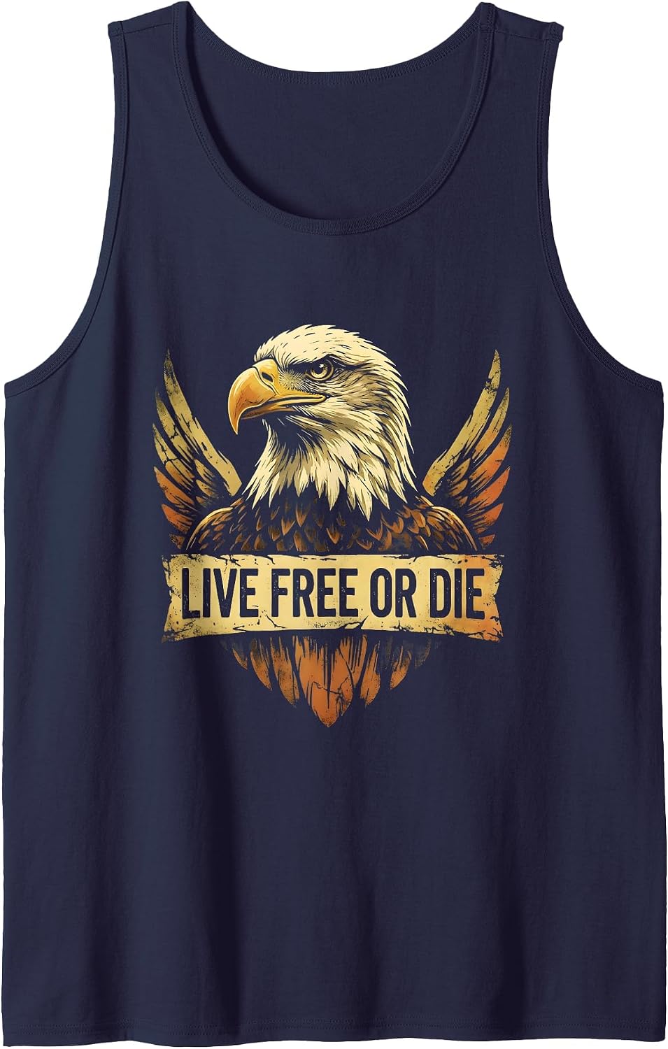Live Free or Die Mens Patriotic Design Tank Top - Navy Blue