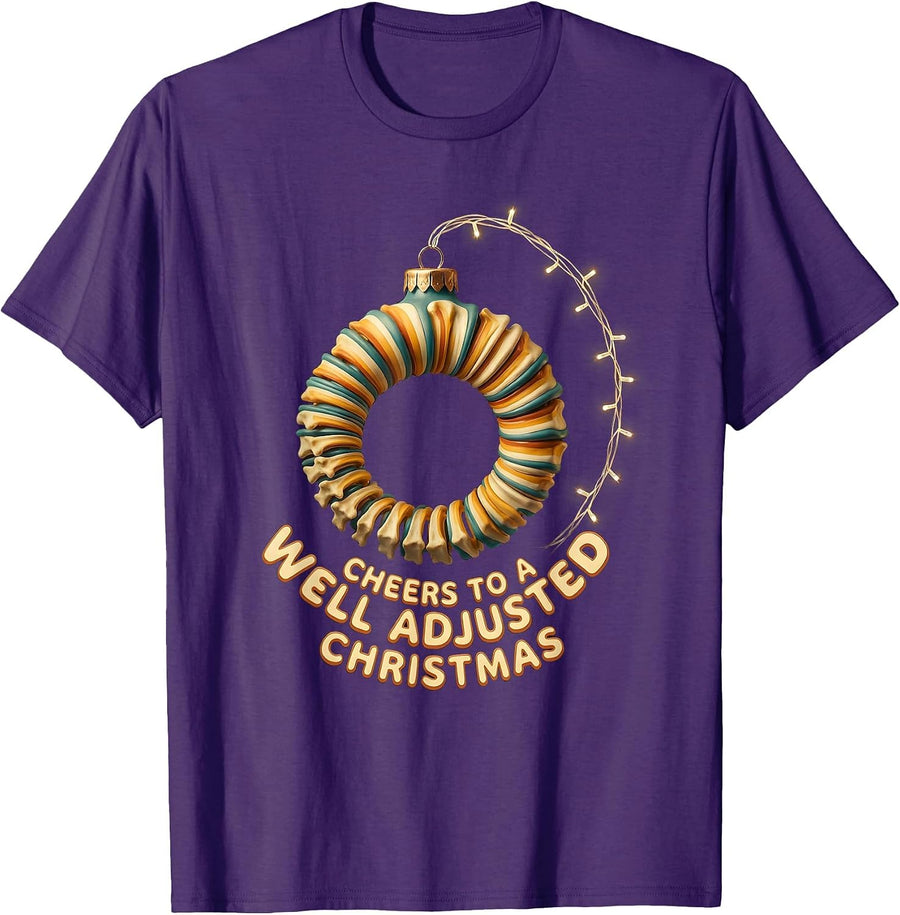 Men's Cheers To A Well Adjusted Christmas Funny Chiropractor T-Shirt - Purple