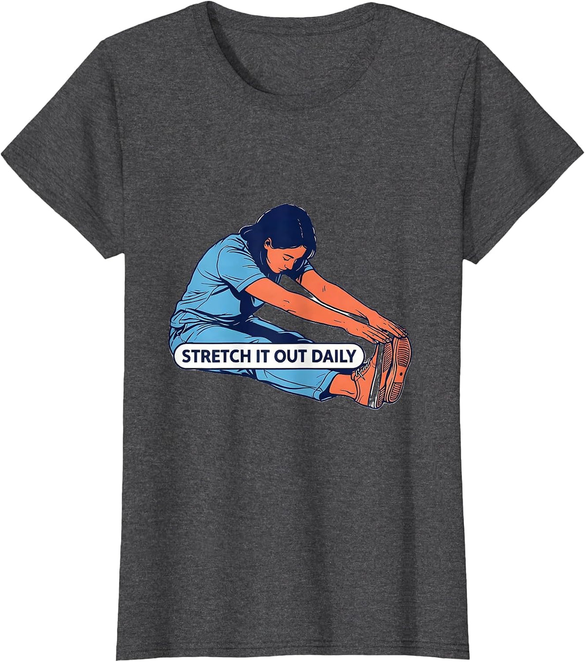Women's Stretch It Out Daily Physical Therapy Design T-Shirt - Dark Heather Grey