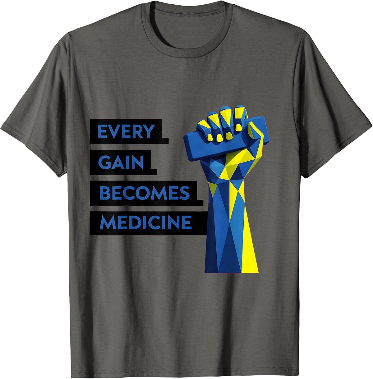 Every Gain Becomes Medicine Geometric Physical Therapy PT T-Shirt - Asphalt Grey