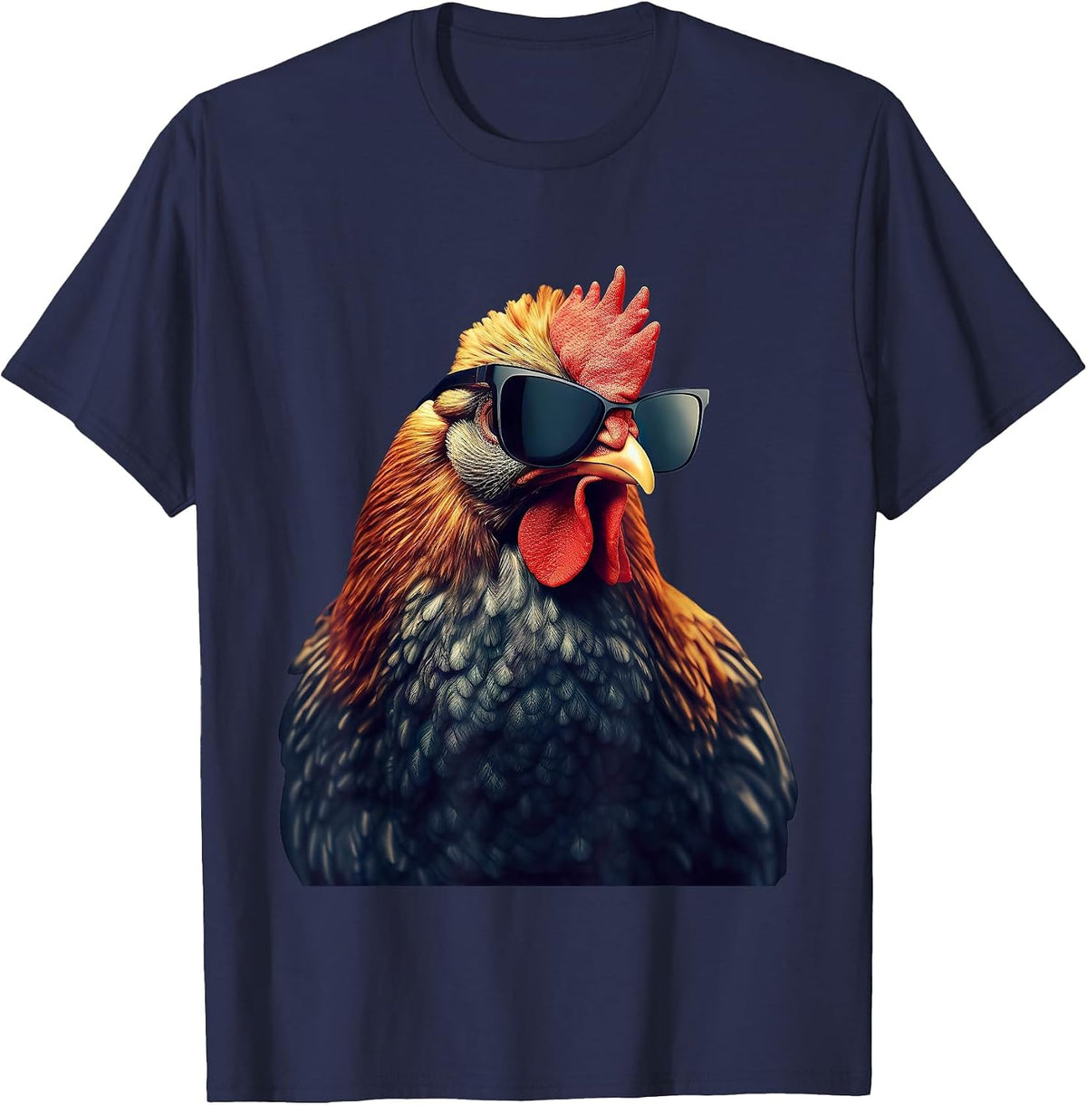 Retro Vintage Chicken Cool Rooster Wearing Sunglasses T-Shirt - Navy Blue