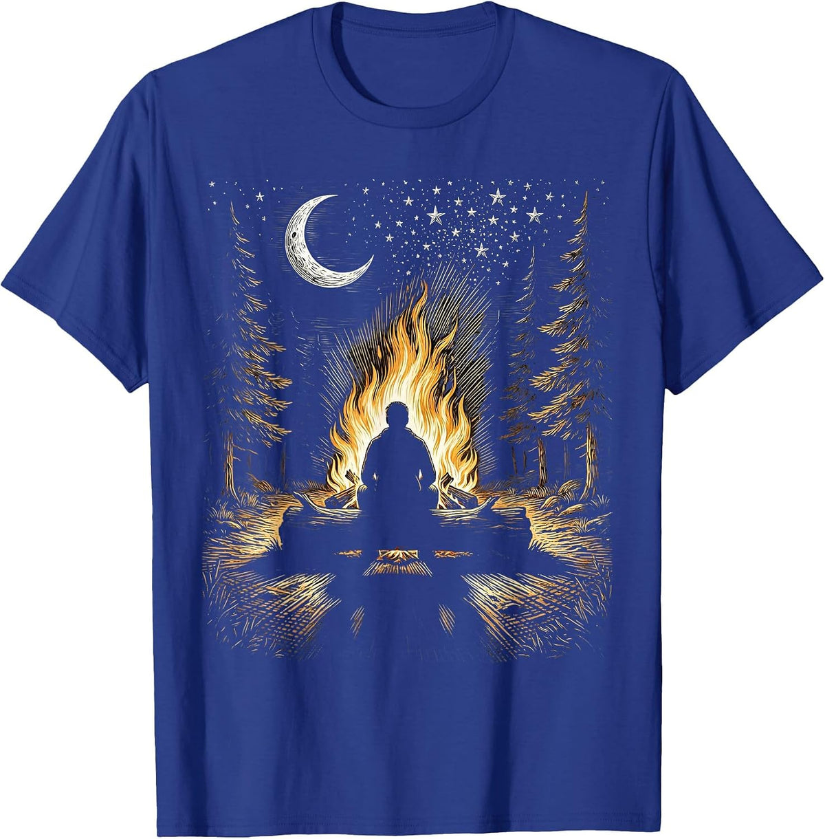 Campfire Under the Stars Freedom Graphic Tee T-Shirt - Royal Blue