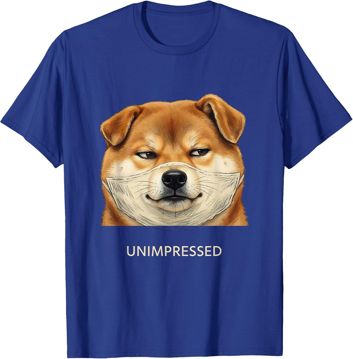 Men's Unimpressed Storybook Shiba Inu Doge Meme Humor T-Shirt - Royal Blue