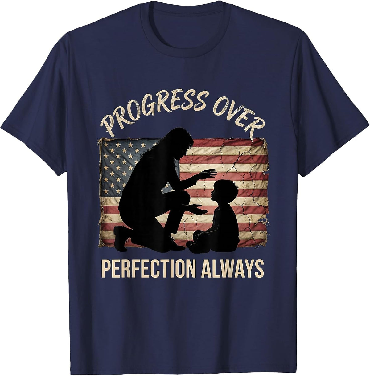 Progress Over Perfection Special Education Teacher T-Shirt - Navy Blue