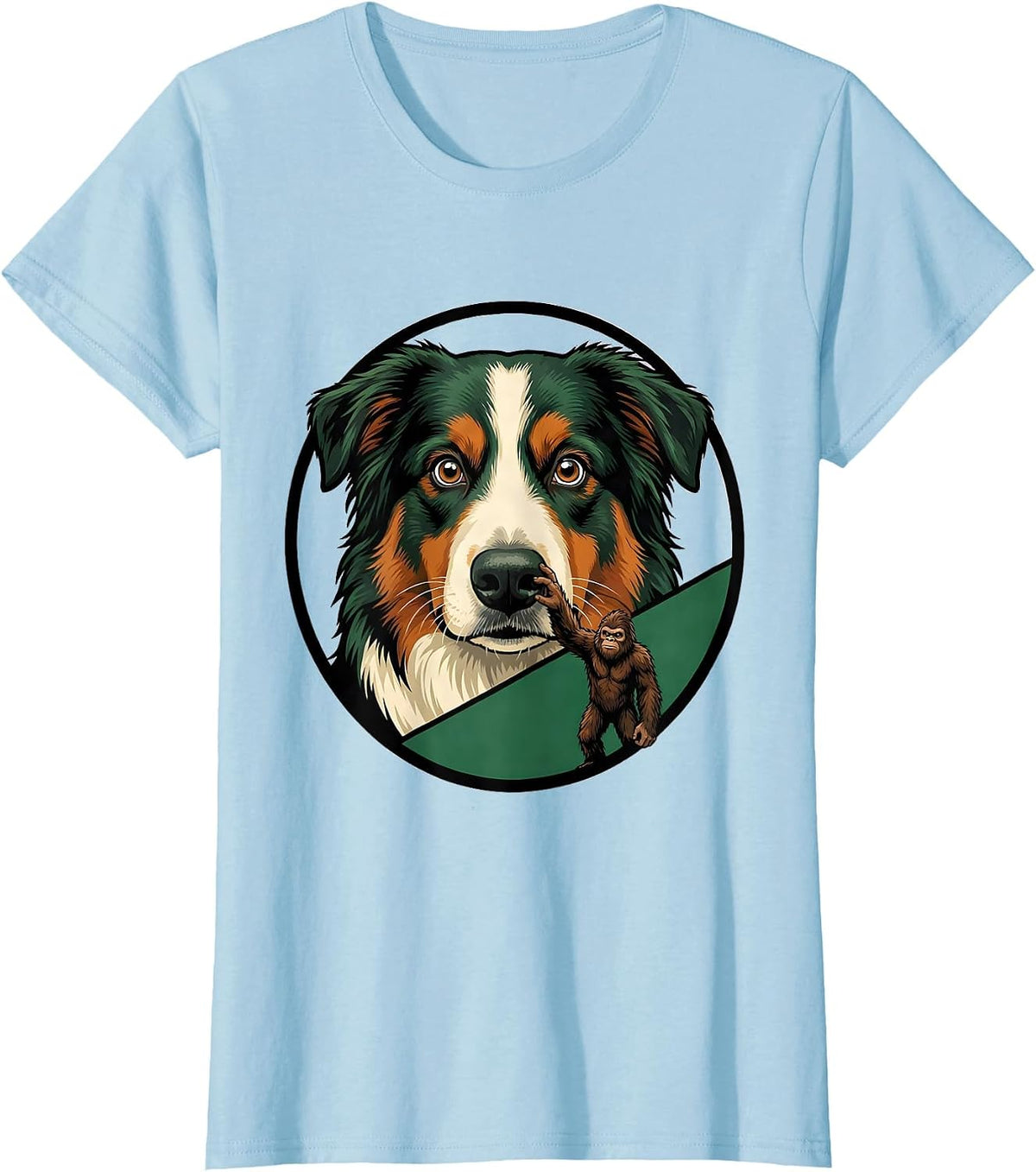 Australian Shepherd Bigfoot Funny Dog Breed Novelty T-Shirt - Baby Blue