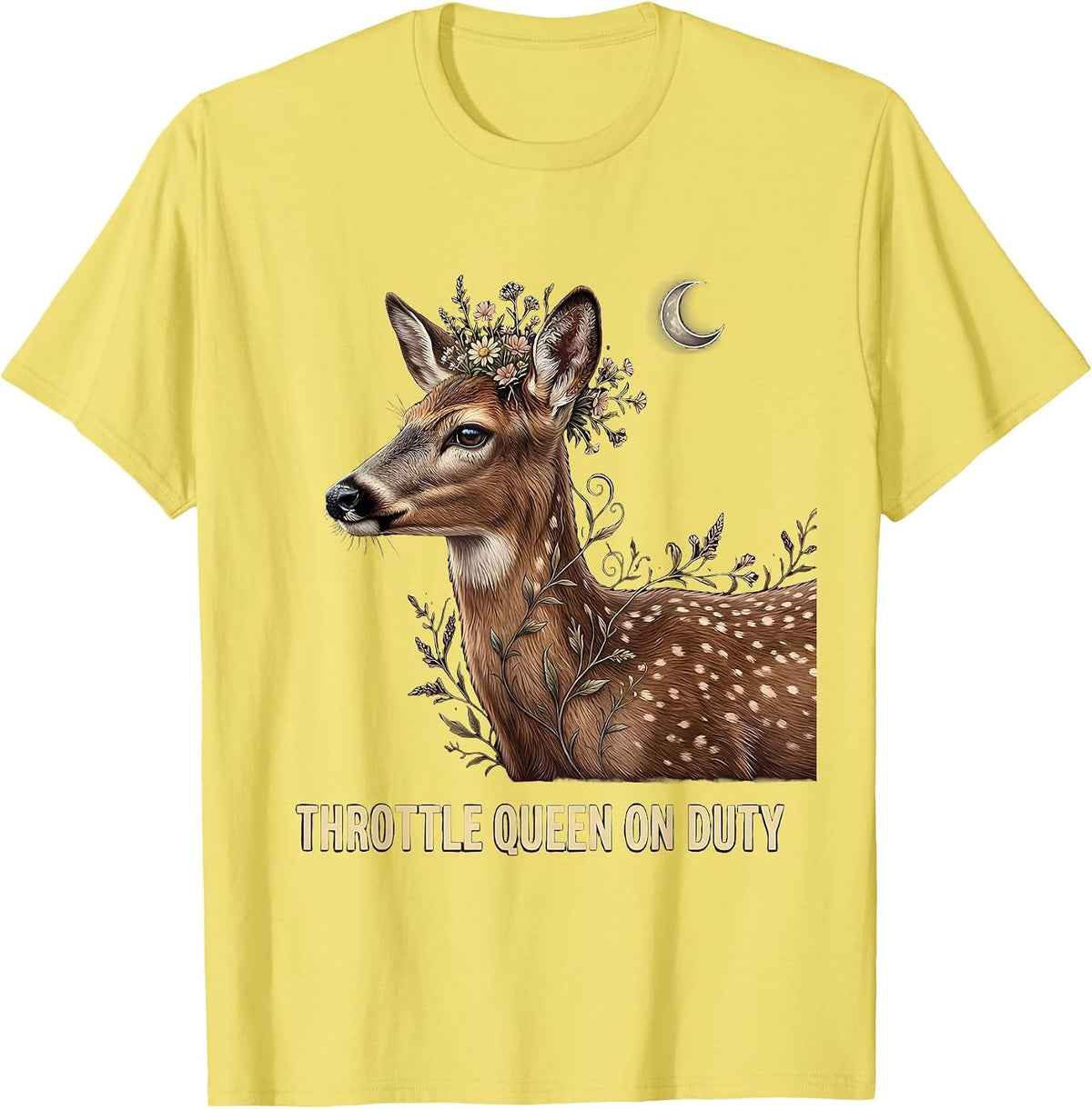 Men's Throttle Queen On Duty Motorcycle Rider Design T-Shirt - Lemon Yellow