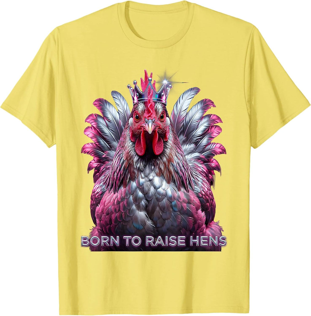 Men's Born to Raise Hens Chicken Lover Design T-Shirt - Lemon Yellow