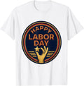 Men's Happy Labor Day Patriotic Americana Tribute Emblem Gift T-Shirt - White