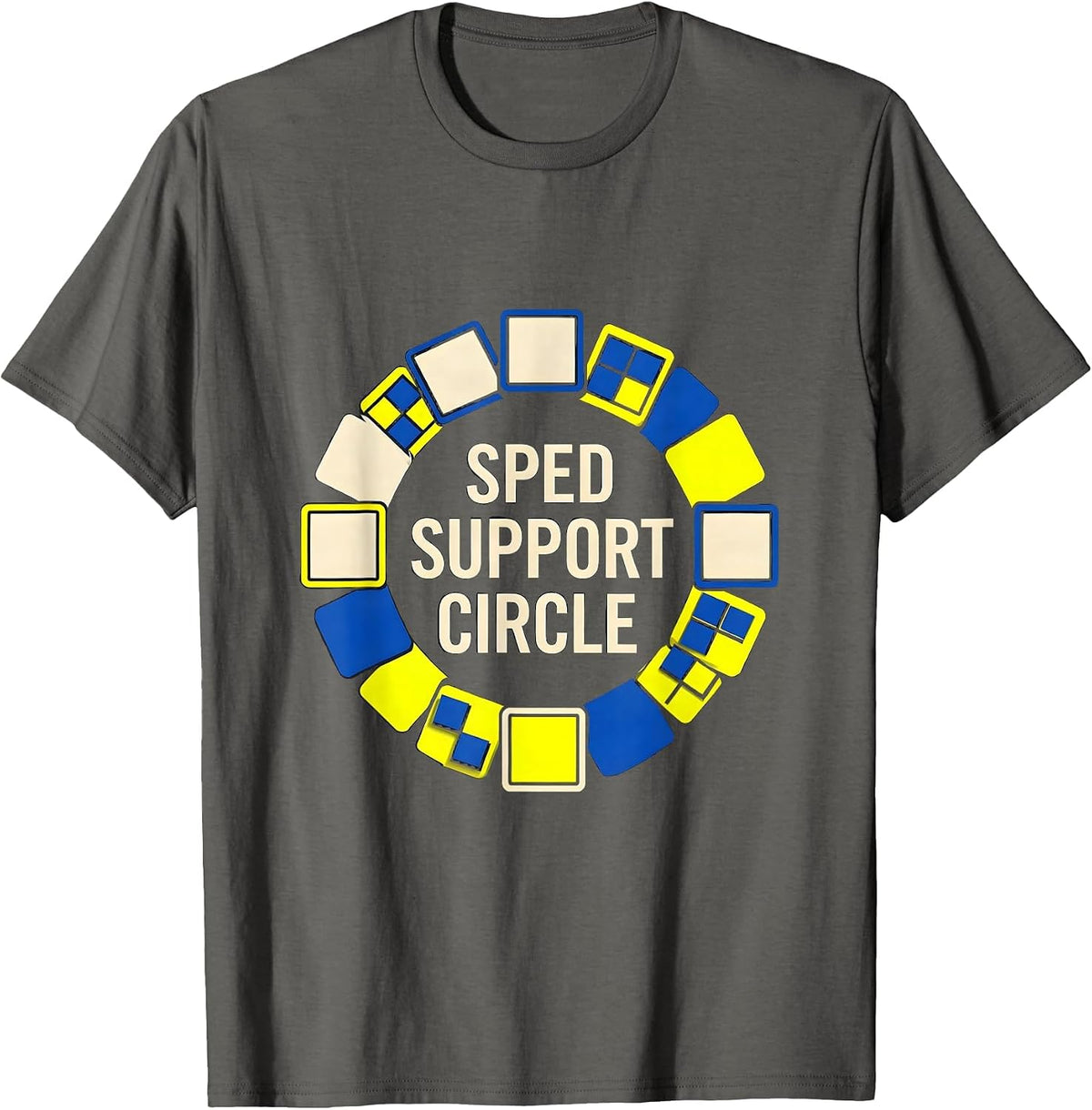 Men's SPED Support Circle Geometric Special Education Teacher T-Shirt - Asphalt Grey