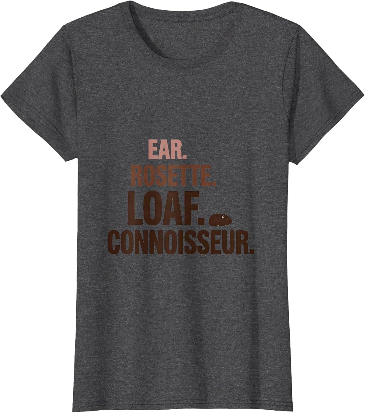 Women's Ear Rosette Loaf Connoisseur Funny Guinea Pig Lover Gift T-Shirt - Dark Heather Grey